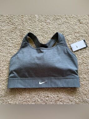 Nike Swoosh Sports Bra Gray Medium Support Racerback Training‎ Size 2X NWT